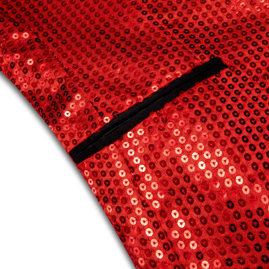 Red Solid Shawl Collar Glitter Men's Slim Tuxedo Jacket tuxedo    - Sophisticated Gentlemen