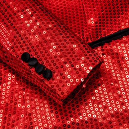 Red Solid Shawl Collar Glitter Men's Slim Tuxedo Jacket tuxedo    - Sophisticated Gentlemen