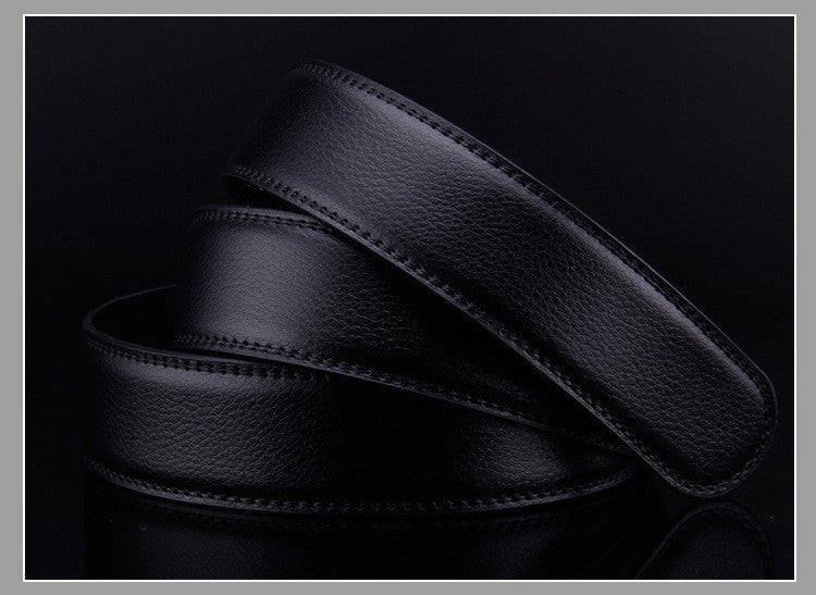 Sleek Black Buckle Leather Belt Belt    - Sophisticated Gentlemen
