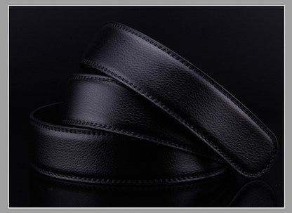 Sleek Black Buckle Leather Belt Belt    - Sophisticated Gentlemen