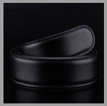 Sleek Black Buckle Leather Belt Belt    - Sophisticated Gentlemen
