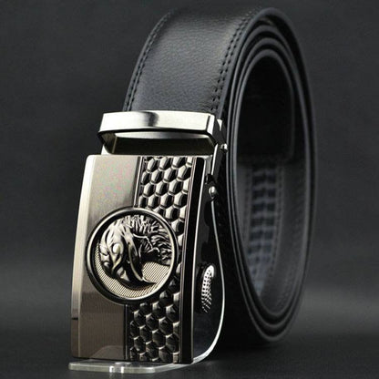 Elegant Eagle Buckle Leather Belt Belt    - Sophisticated Gentlemen