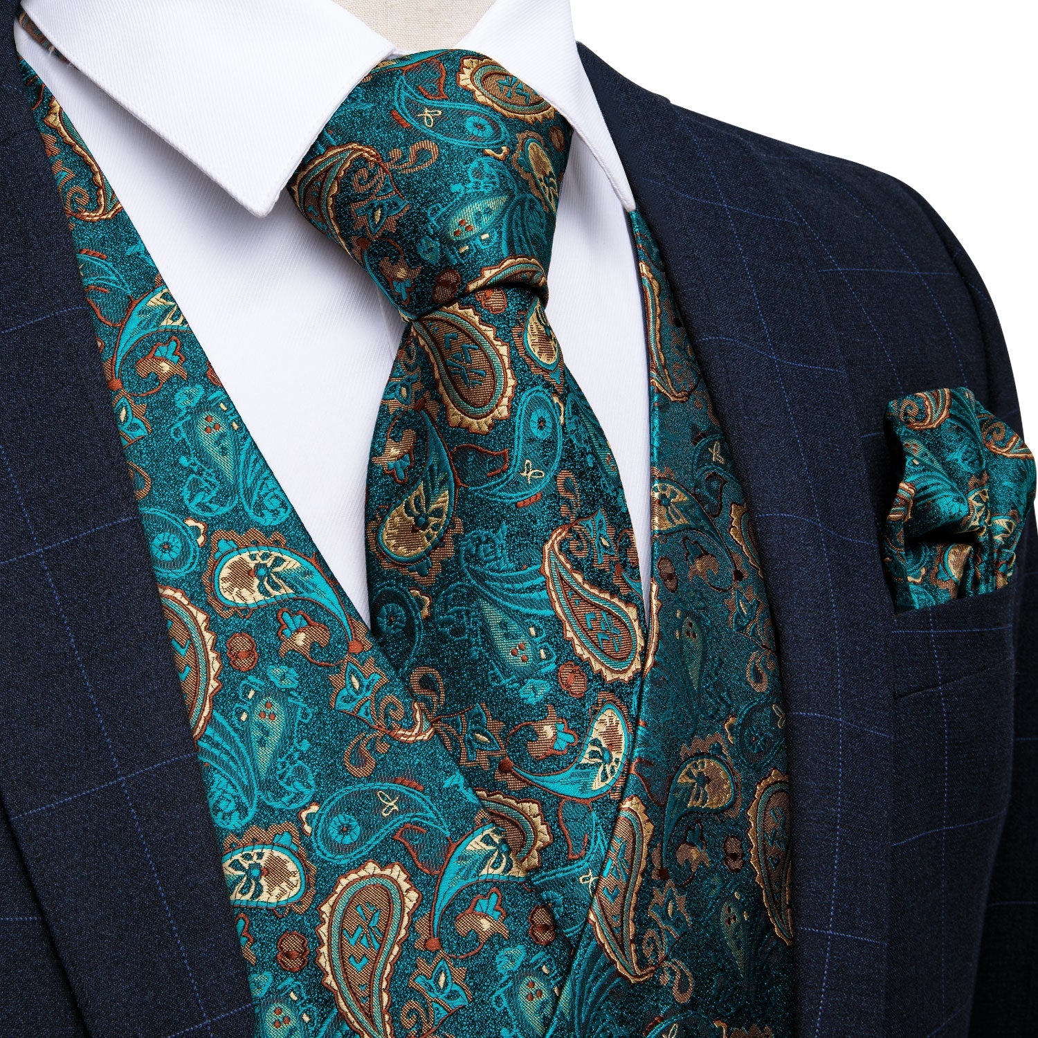 Pheasant Feather Paisley Vest Set - SOPHGENT