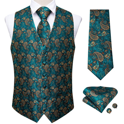 Pheasant Feather Paisley Vest Set vest set S (Chest 41)   - Sophisticated Gentlemen