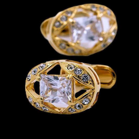 Gold Crystal Cufflinks cufflink    - Sophisticated Gentlemen