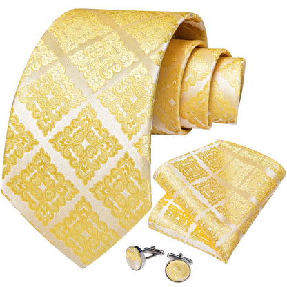 Royalty Gold Tie, Pocket Square and Cufflinks tie sets    - Sophisticated Gentlemen