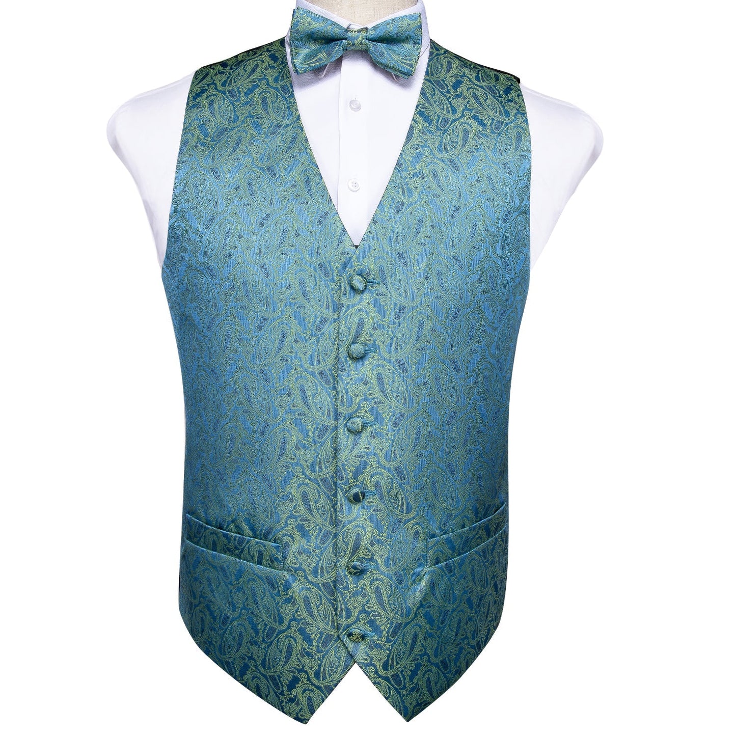 Turquoise Paisley Vest Set vest S   - Sophisticated Gentlemen
