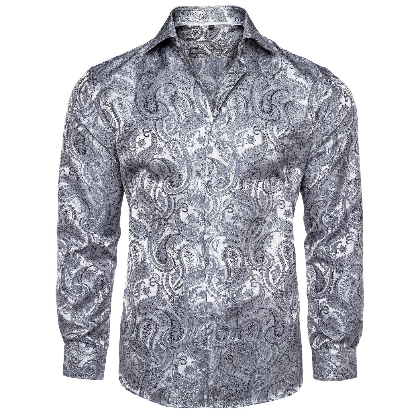 Silver Paisley Dress Shirt shirt S   - Sophisticated Gentlemen