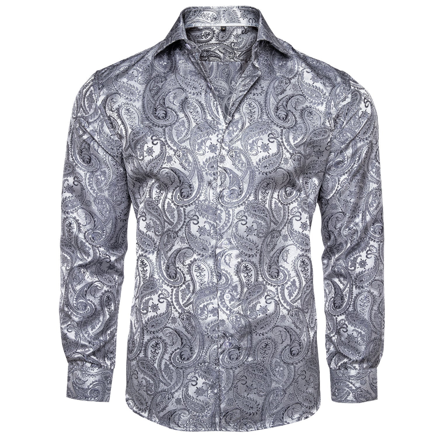 Silver Paisley Dress Shirt shirt S   - Sophisticated Gentlemen