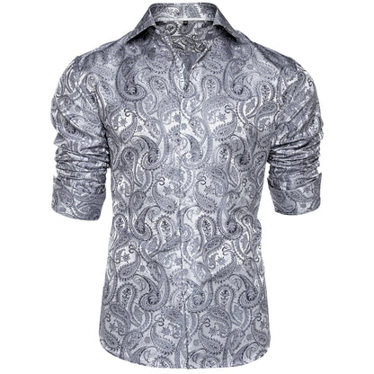 Silver Paisley Dress Shirt shirt    - Sophisticated Gentlemen