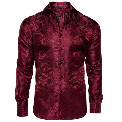 Red Paisley Silk Dress Shirt shirt    - Sophisticated Gentlemen