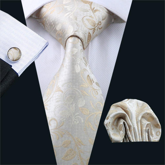 Creeping Flowers Tie, Pocket Square and Cufflinks - SOPHGENT