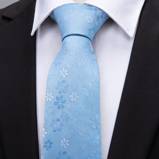 Baby Blue Floral Tie Set - SOPHGENT
