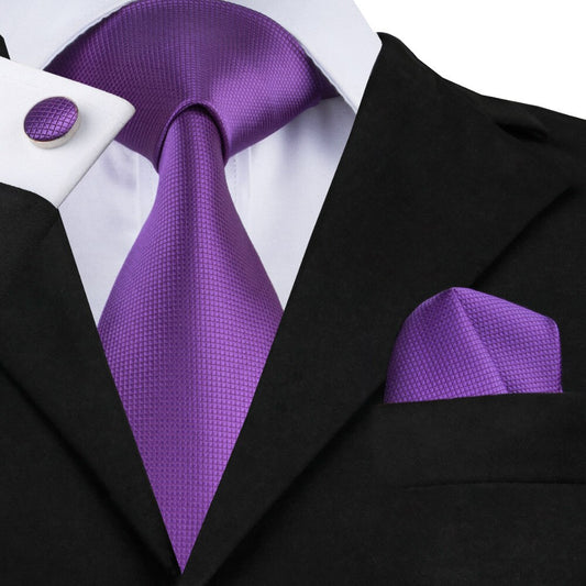 Tie, Pocket Square and Cufflinks In Purple Tie sets Standard packaging   - Sophisticated Gentlemen