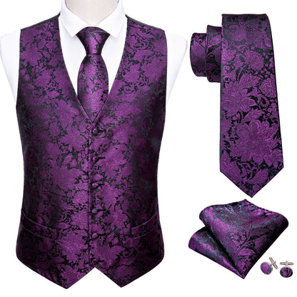 Purple Floral Vest Set - SOPHGENT