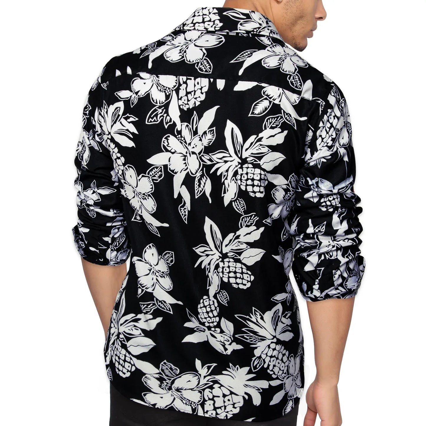 Black and White Floral Dress Shirt shirt    - Sophisticated Gentlemen