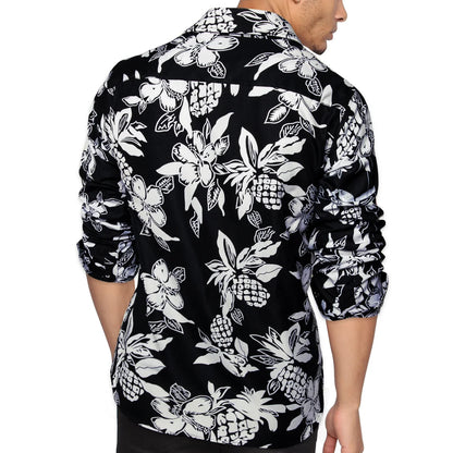 Black and White Floral Dress Shirt shirt    - Sophisticated Gentlemen