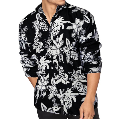 Black and White Floral Dress Shirt shirt    - Sophisticated Gentlemen