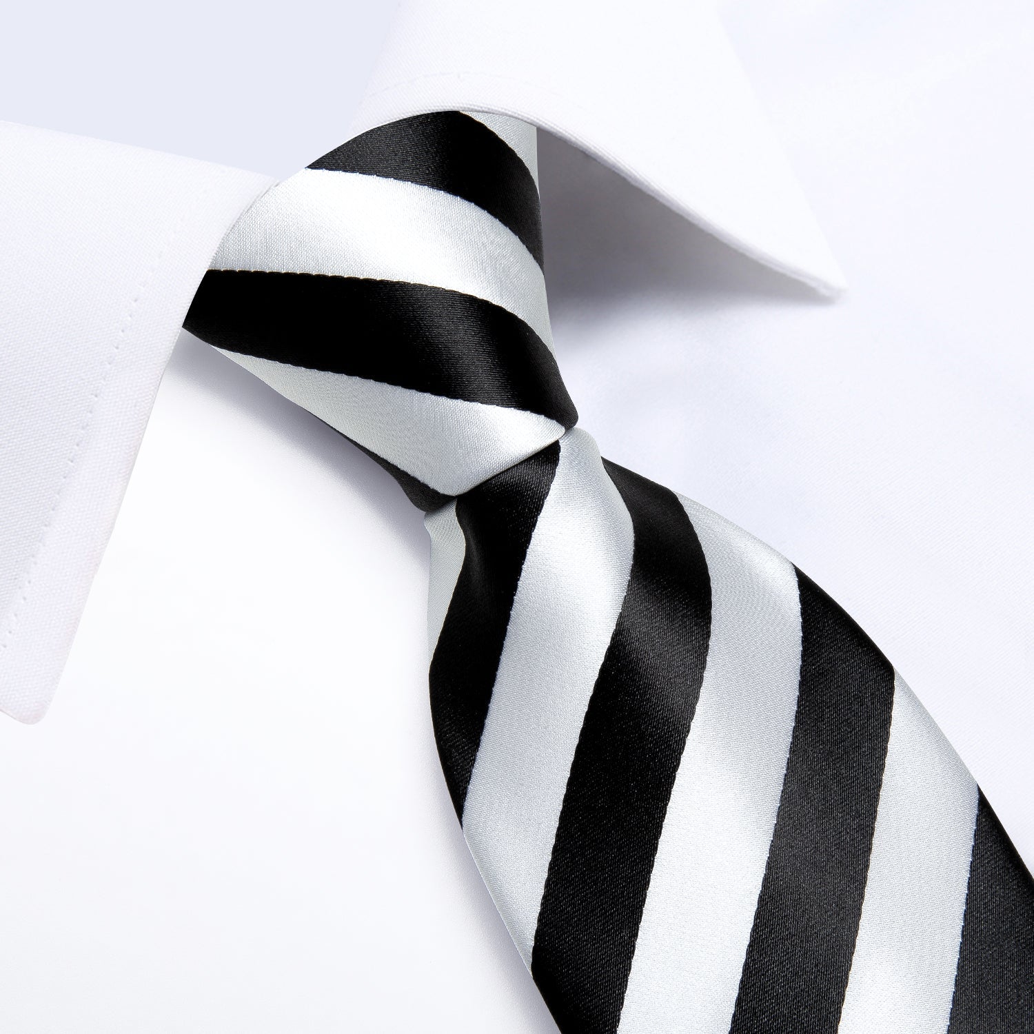 Black and White Striped Tie Set - SOPHGENT