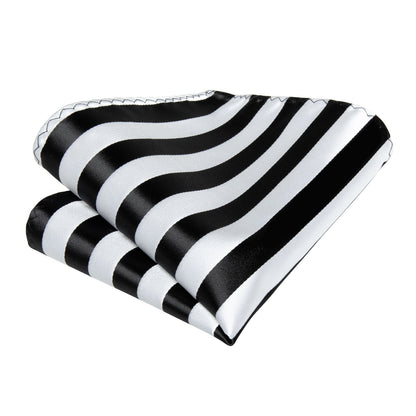 Black and White Striped Tie Set - SOPHGENT