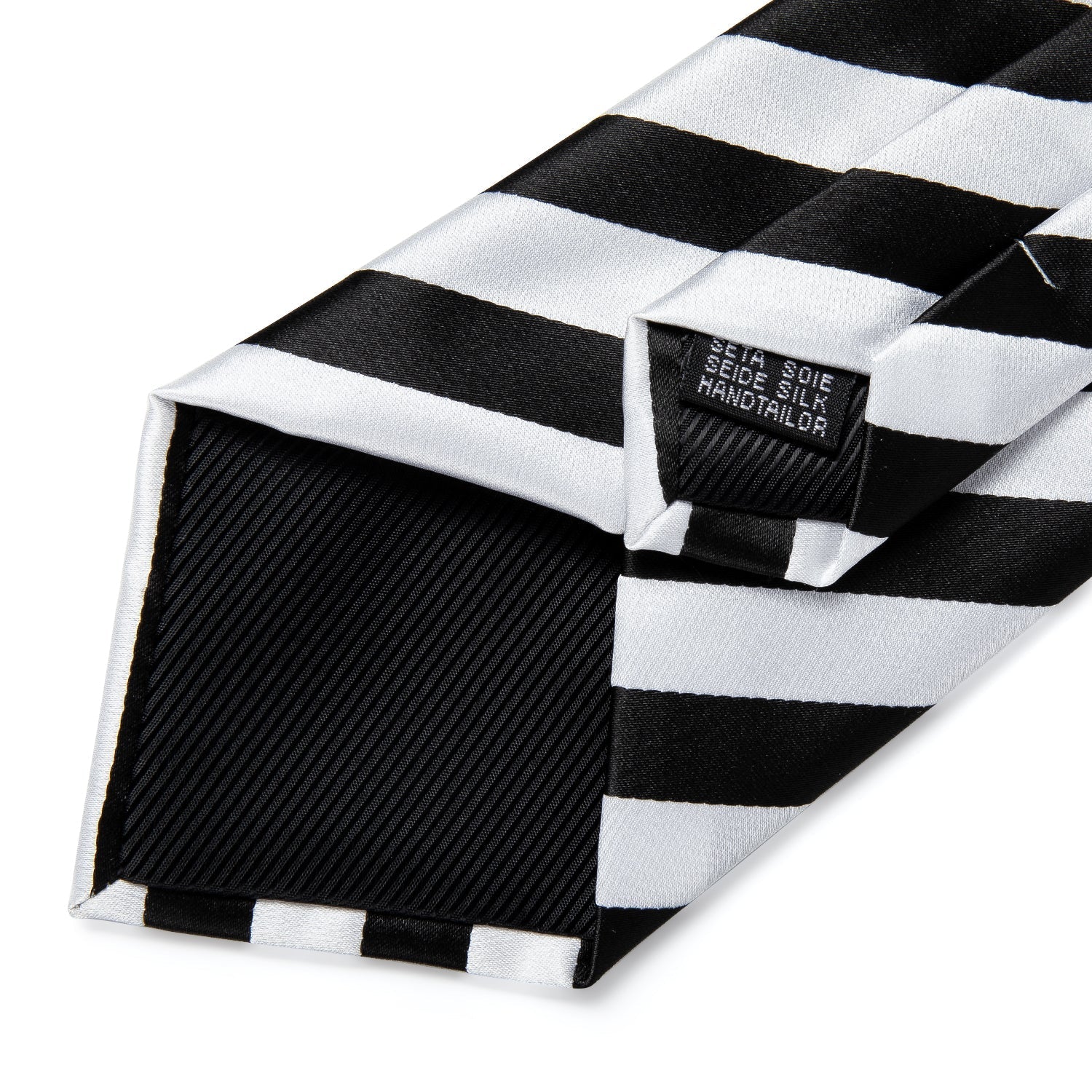 Black and White Striped Tie Set - SOPHGENT