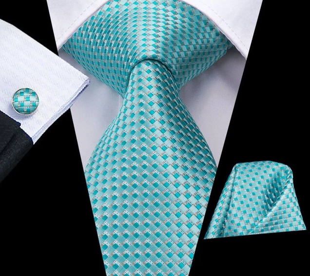 Mystic Green Tie, Pocket Square and Cufflinks tie sets Standard packaging   - Sophisticated Gentlemen