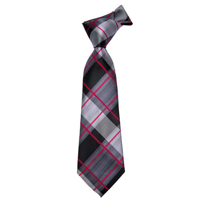Gray, Black and Red Plaid Tie Set - SOPHGENT