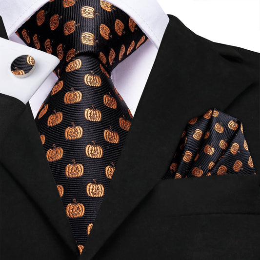 Halloween Pumpkin Tie Set tie set Standard Packaging   - Sophisticated Gentlemen