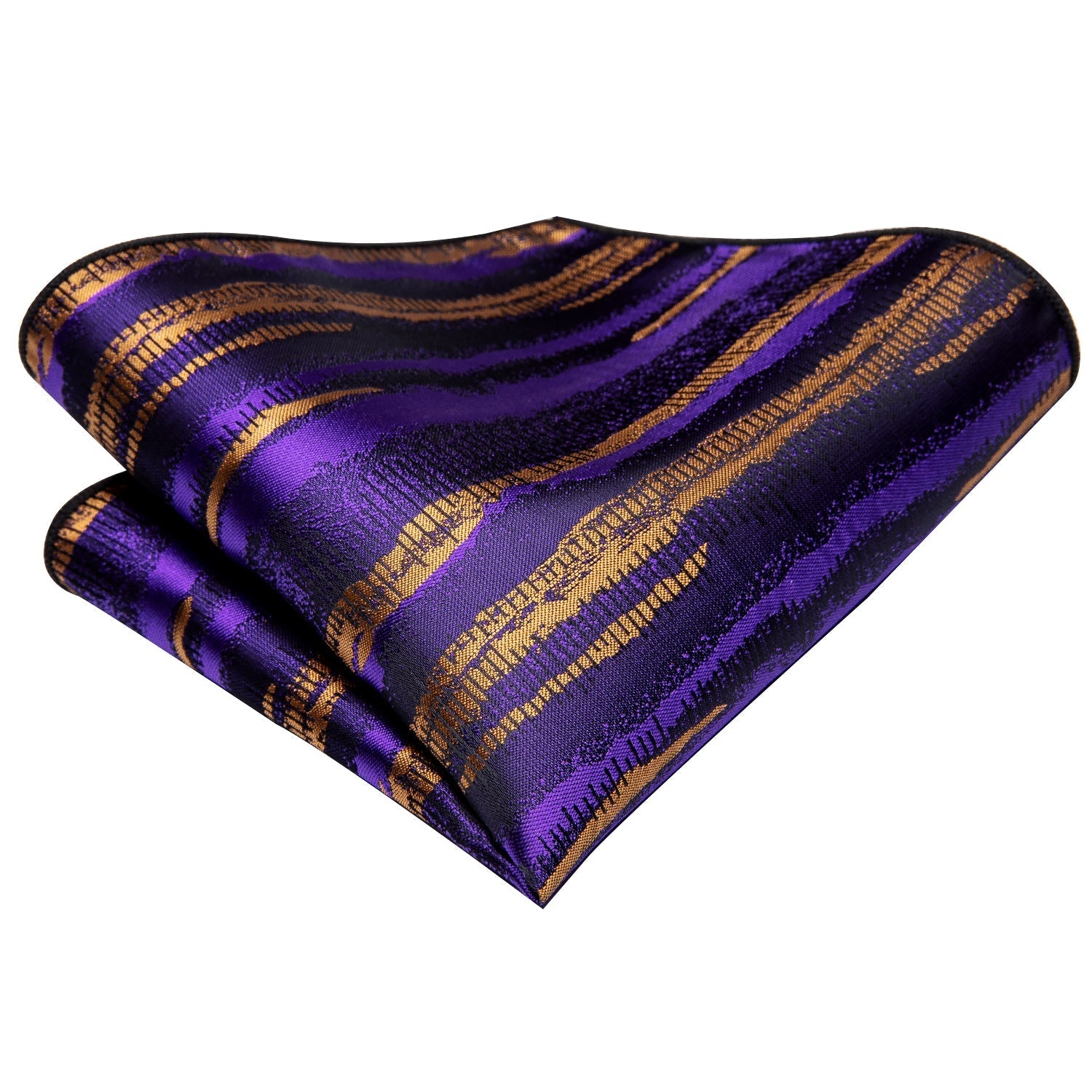 Purple and Gold Striped Tie Set - SOPHGENT
