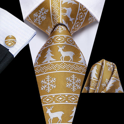 Gold and White Christmas Tie Set tie sets Standard packaging   - Sophisticated Gentlemen