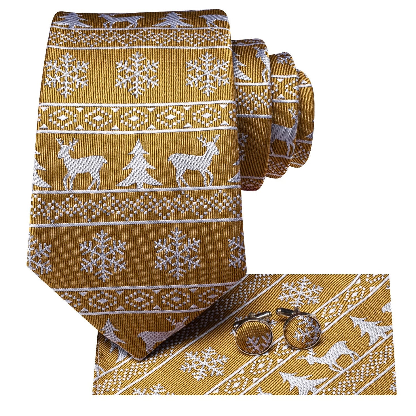 Gold and White Christmas Tie Set tie sets    - Sophisticated Gentlemen