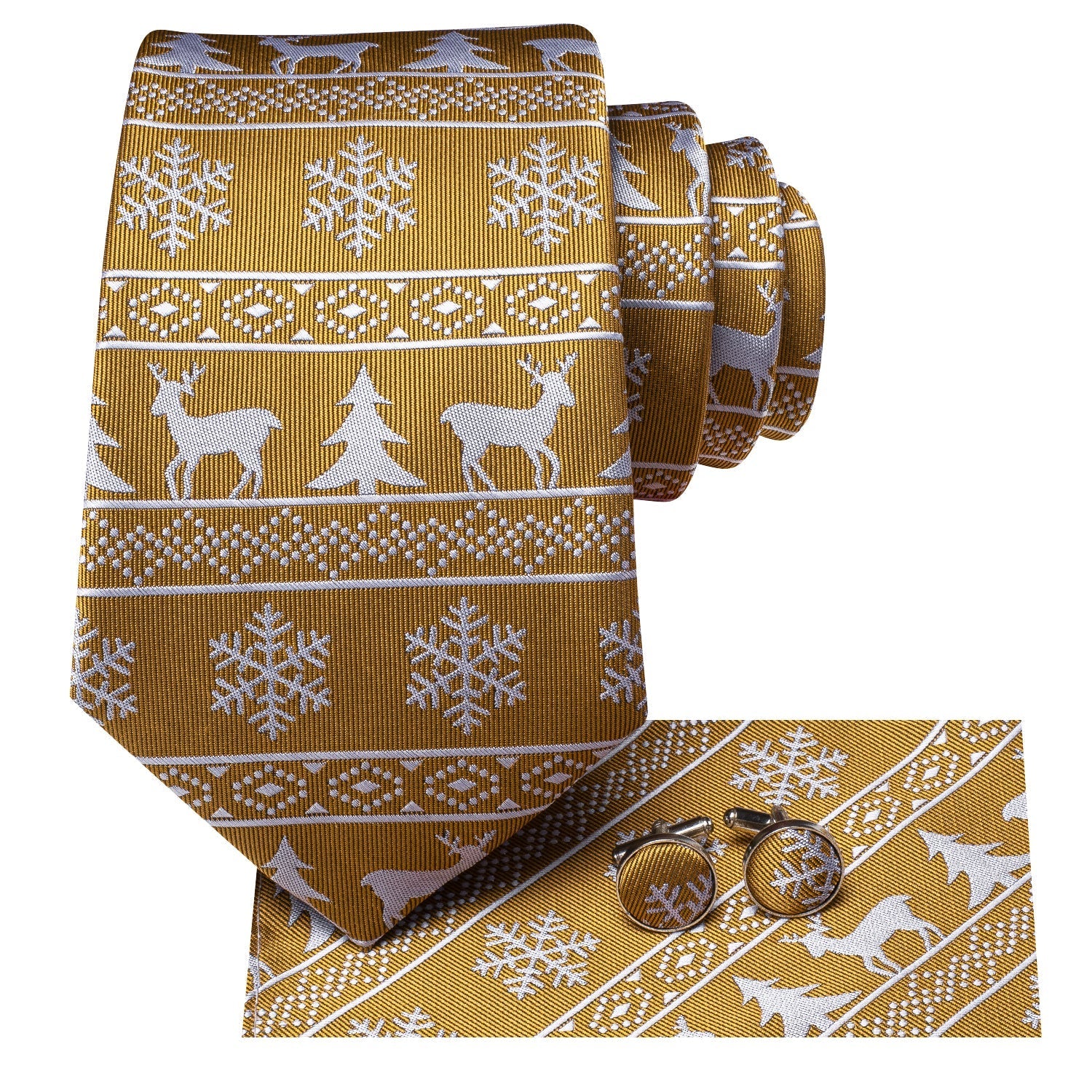 Gold and White Christmas Tie Set tie sets    - Sophisticated Gentlemen