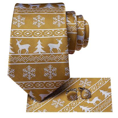 Gold and White Christmas Tie Set tie sets    - Sophisticated Gentlemen