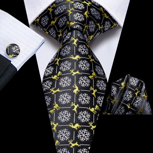 Snowflakes and Deers Christmas Tie Set tie sets Standard packaging   - Sophisticated Gentlemen