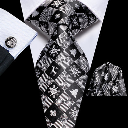 Black and Gray Snowflakes Tie Set tie sets Standard packaging   - Sophisticated Gentlemen