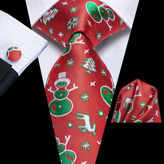 Red and Green Christmas Pattern Tie Set tie sets Standard packaging   - Sophisticated Gentlemen