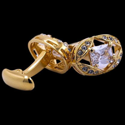 Gold Crystal Cufflinks cufflink    - Sophisticated Gentlemen