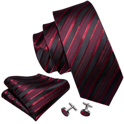 Bloody Stripes Tie, Pocket Square and Cufflinks - SOPHGENT