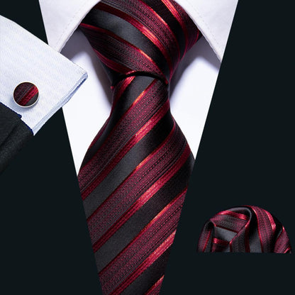 Bloody Stripes Tie, Pocket Square and Cufflinks tie sets Standard packaging   - Sophisticated Gentlemen