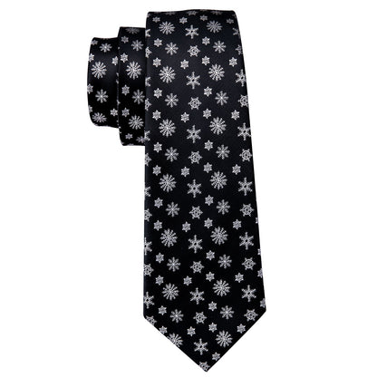 Snowflakes On Black Tie Set tie sets    - Sophisticated Gentlemen