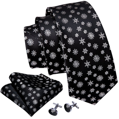 Snowflakes On Black Tie Set tie sets    - Sophisticated Gentlemen