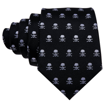 Black and Skulls Silk Tie Set - SOPHGENT