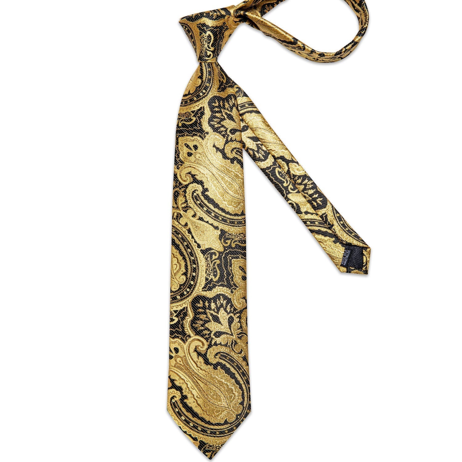 Golden and Black Paisley Tie Set - SOPHGENT
