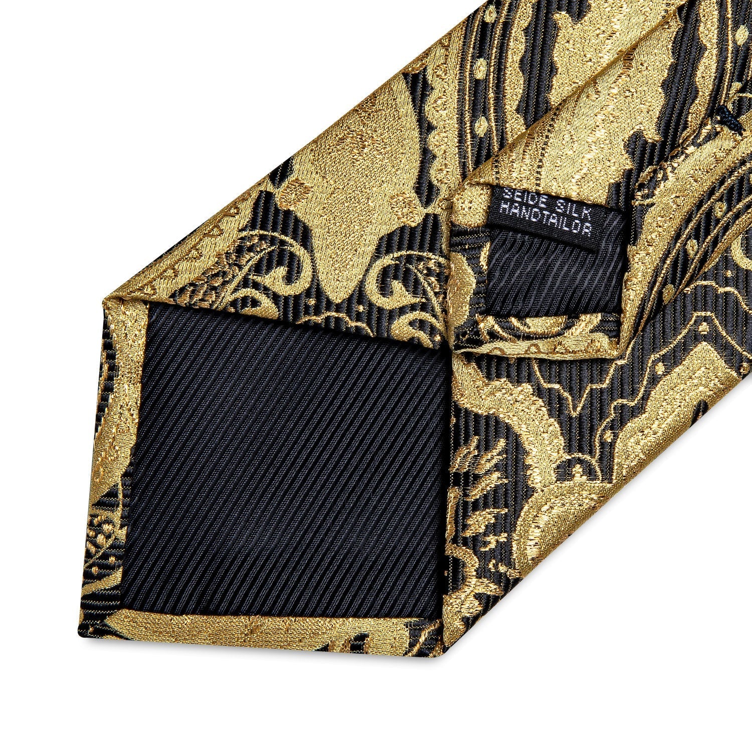 Golden and Black Paisley Tie Set - SOPHGENT