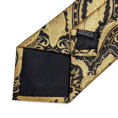 Golden and Black Paisley Tie Set - SOPHGENT
