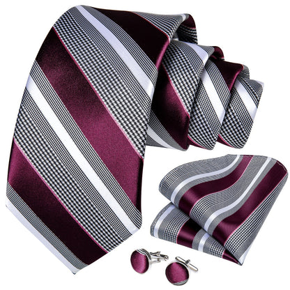 Red Stripes Silk Tie Set - SOPHGENT