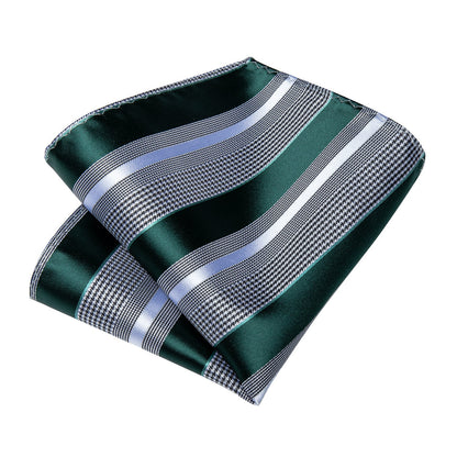 Green and Gray Striped Tie Set tie set    - Sophisticated Gentlemen