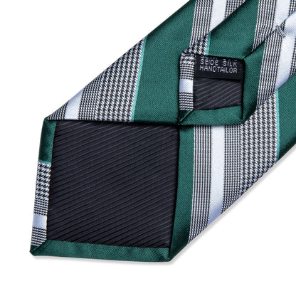 Green and Gray Striped Tie Set tie set    - Sophisticated Gentlemen