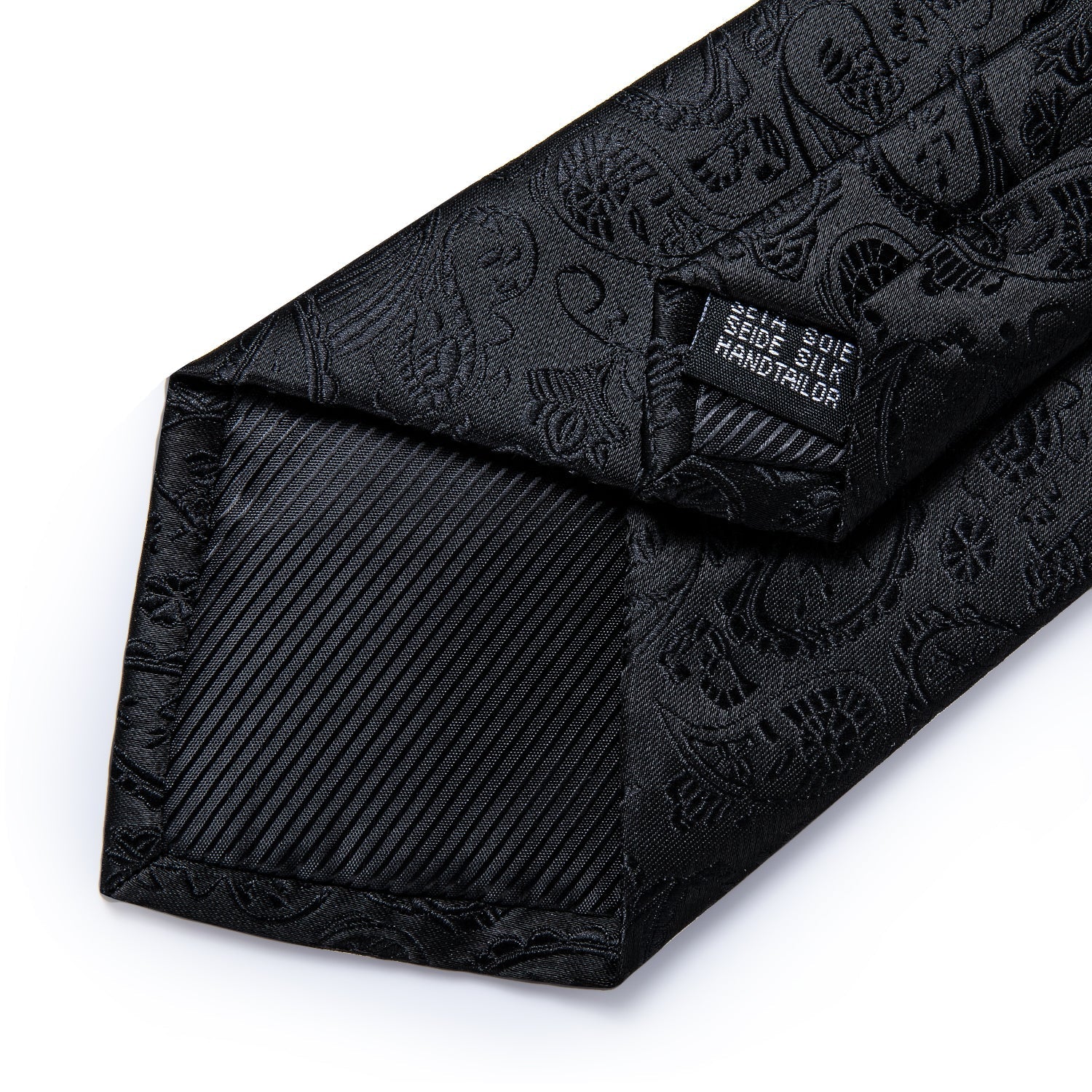 All Black Paisley Tie, Pocket Square and Cufflinks - SOPHGENT