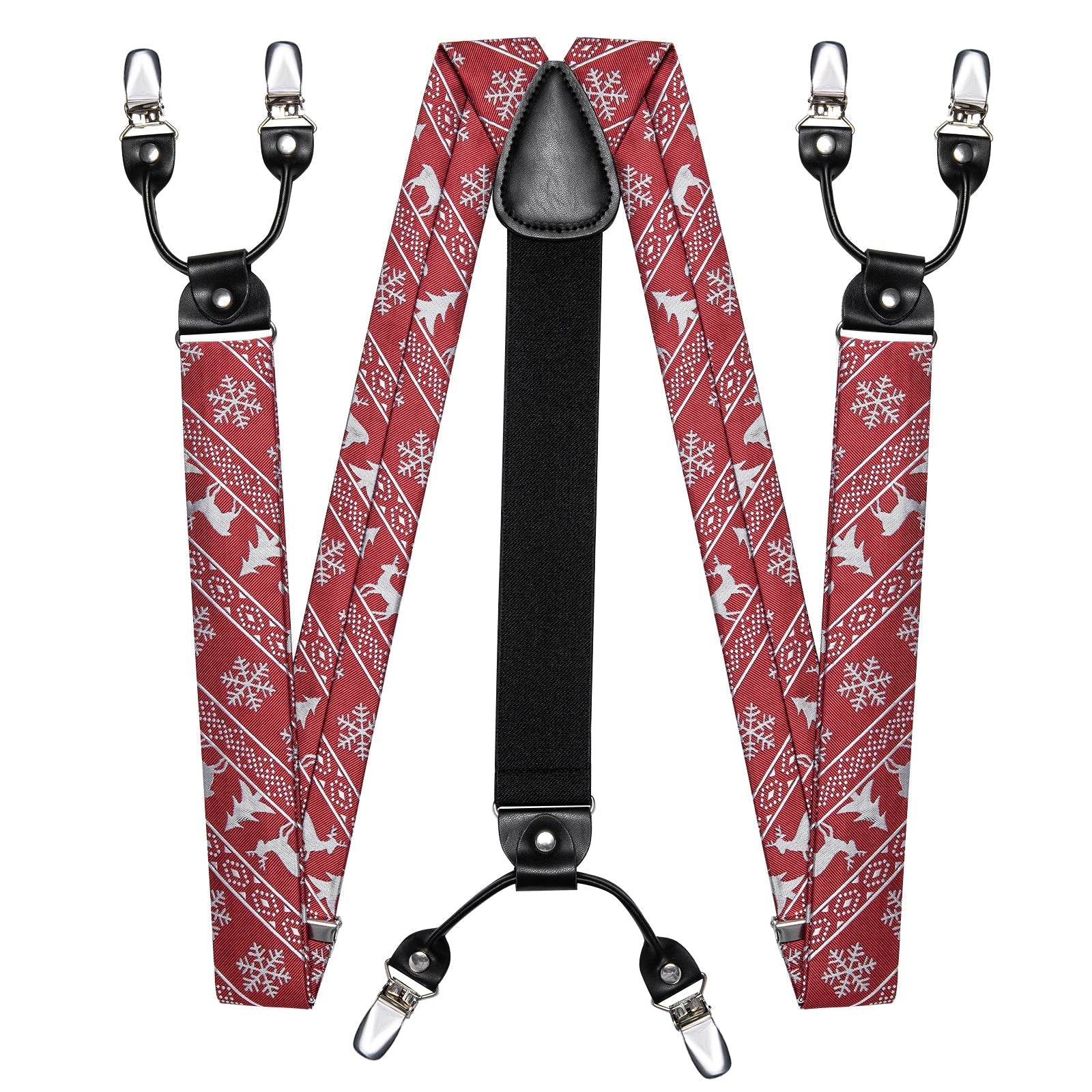 Ugly Christmas Sweater Bow Tie and Suspenders Set in Red bow tie    - Sophisticated Gentlemen